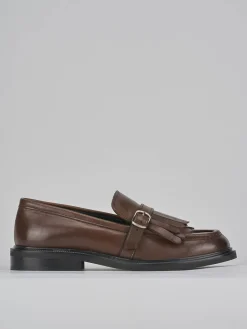 Mocassini tacco 1cm pelle marrone