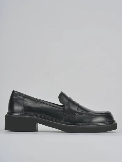 Mocassini tacco 3cm pelle nero