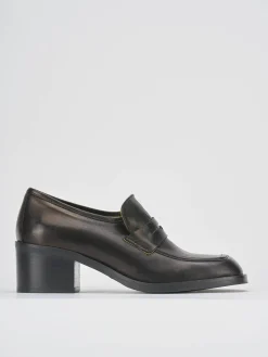 Mocassini tacco 4cm pelle nero