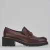 Mocassini tacco 5cm pelle bordo'