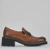 Mocassini tacco 5cm pelle marrone