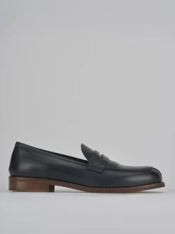 Mocassini tacco 1cm pelle blu