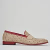Mocassini tacco 2cm pelle beige