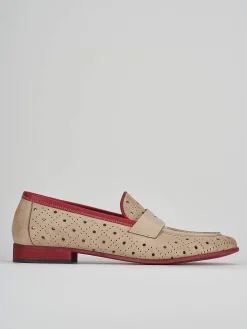 Mocassini tacco 2cm pelle beige