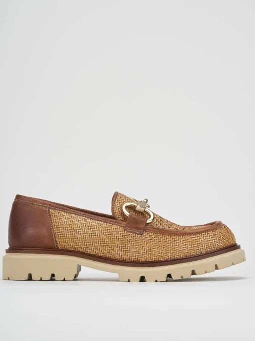 Mocassini tacco 2cm pelle marrone