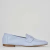 Mocassini tacco 1cm pelle azzurro