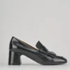 Mocassini tacco 5cm pelle nero