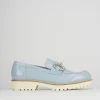 Mocassini tacco 2cm pelle azzurro