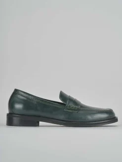 Mocassini tacco 1cm pelle verde