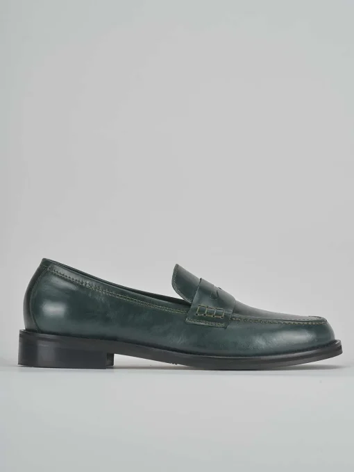 Mocassini tacco 1cm pelle verde