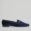 Mocassini tacco 1cm pelle blu