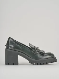Mocassini tacco 9cm pelle verde