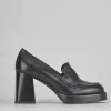 Mocassini tacco 7cm pelle nero