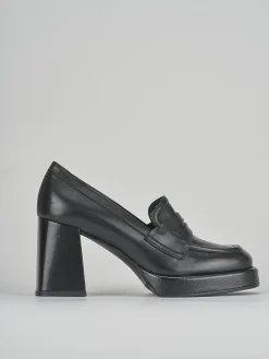 Mocassini tacco 7cm pelle nero