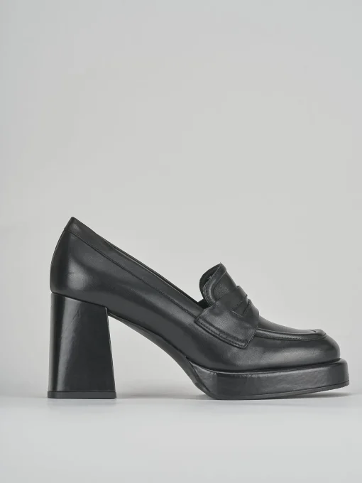Mocassini tacco 7cm pelle nero