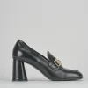 Mocassini tacco 5cm pelle nero