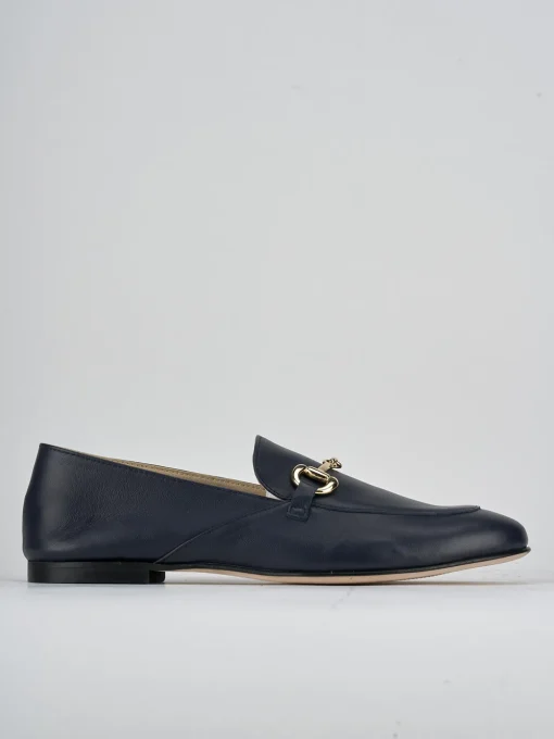Mocassini tacco 1cm pelle blu