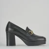Mocassini tacco 7cm pelle nero