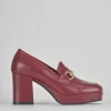 Mocassini tacco 7cm pelle bordo'