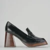 Mocassini tacco 9cm pelle nero