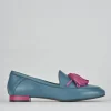 Mocassini tacco 1cm pelle blu