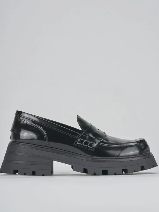 Mocassini tacco 3cm pelle nero