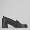 Mocassini tacco 5cm pelle nero