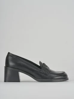 Mocassini tacco 5cm pelle nero