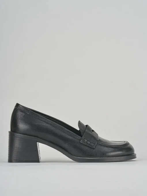 Mocassini tacco 5cm pelle nero