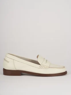 Mocassini tacco 1cm pelle beige