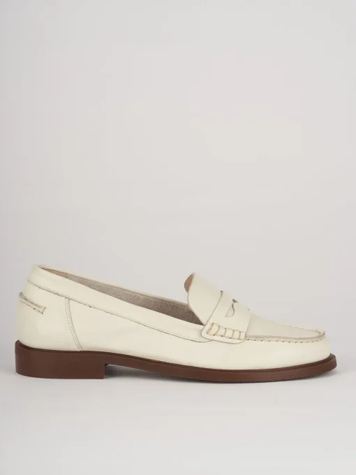 Mocassini tacco 1cm pelle beige