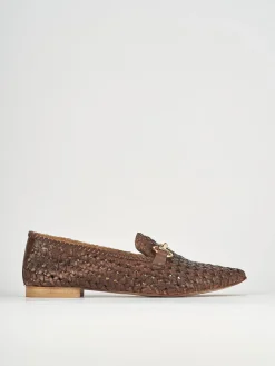 Mocassini tacco 1cm pelle marrone