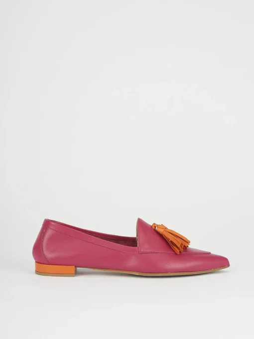 Mocassini tacco 1cm pelle rosa