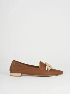 Mocassini tacco 1cm pelle marrone