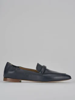 Mocassini tacco 1cm pelle blu