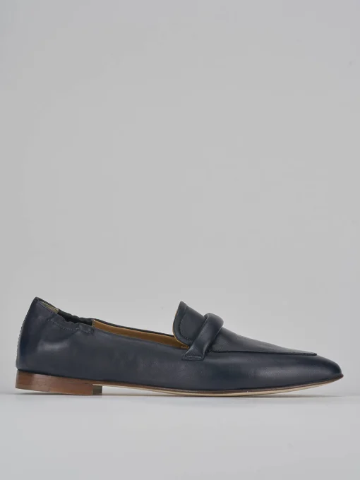 Mocassini tacco 1cm pelle blu