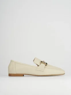 Mocassini tacco 1cm pelle beige