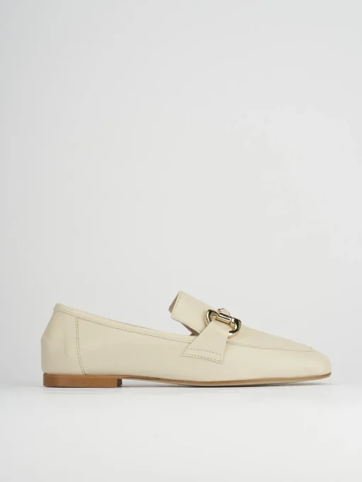 Mocassini tacco 1cm pelle beige