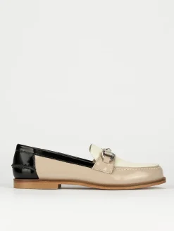Mocassini tacco 2cm pelle beige