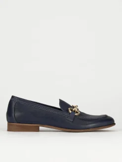 Mocassini tacco 1cm pelle blu