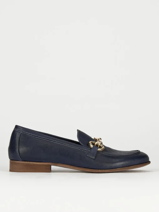 Mocassini tacco 1cm pelle blu