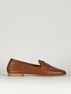 Mocassini tacco 1cm pelle marrone