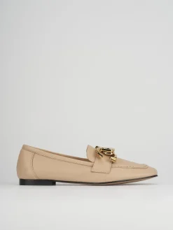 Mocassini tacco 1cm pelle beige