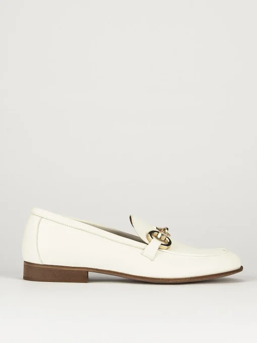Mocassini tacco 1cm pelle bianco