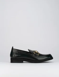Mocassini tacco 2cm pelle verde