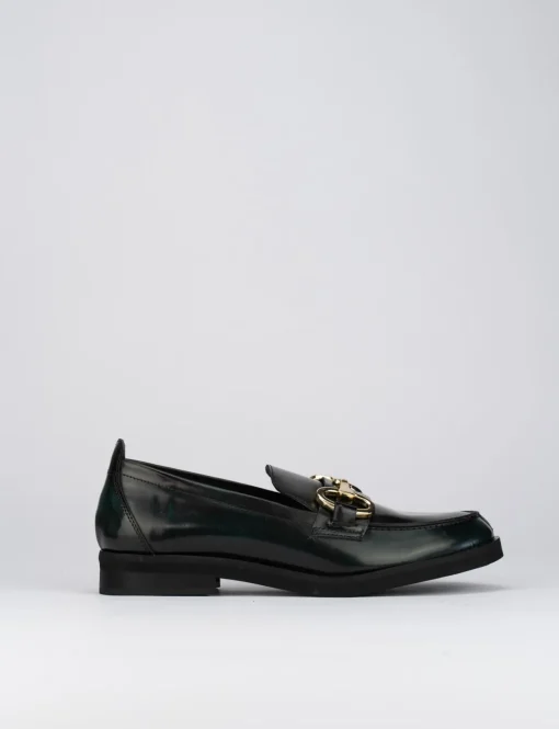 Mocassini tacco 2cm pelle verde