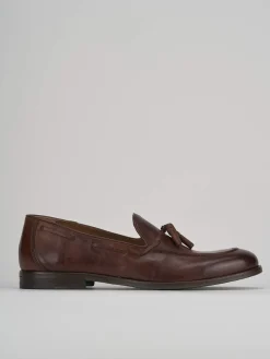 Mocassini tacco 2cm pelle marrone