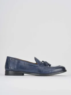 Mocassini tacco 2cm pelle blu