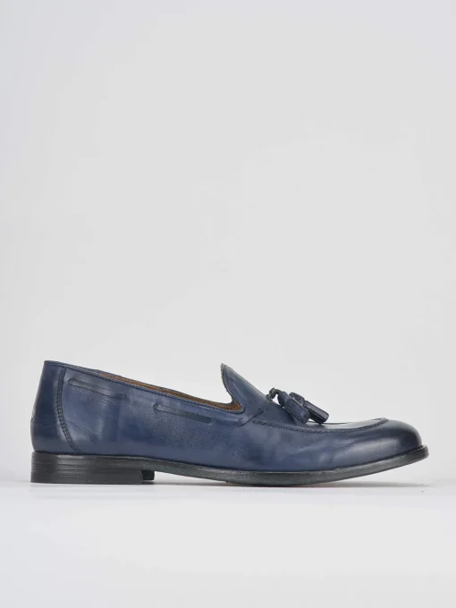 Mocassini tacco 2cm pelle blu
