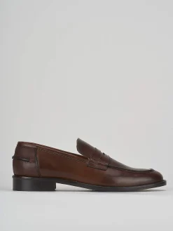 Mocassini tacco 1cm pelle marrone